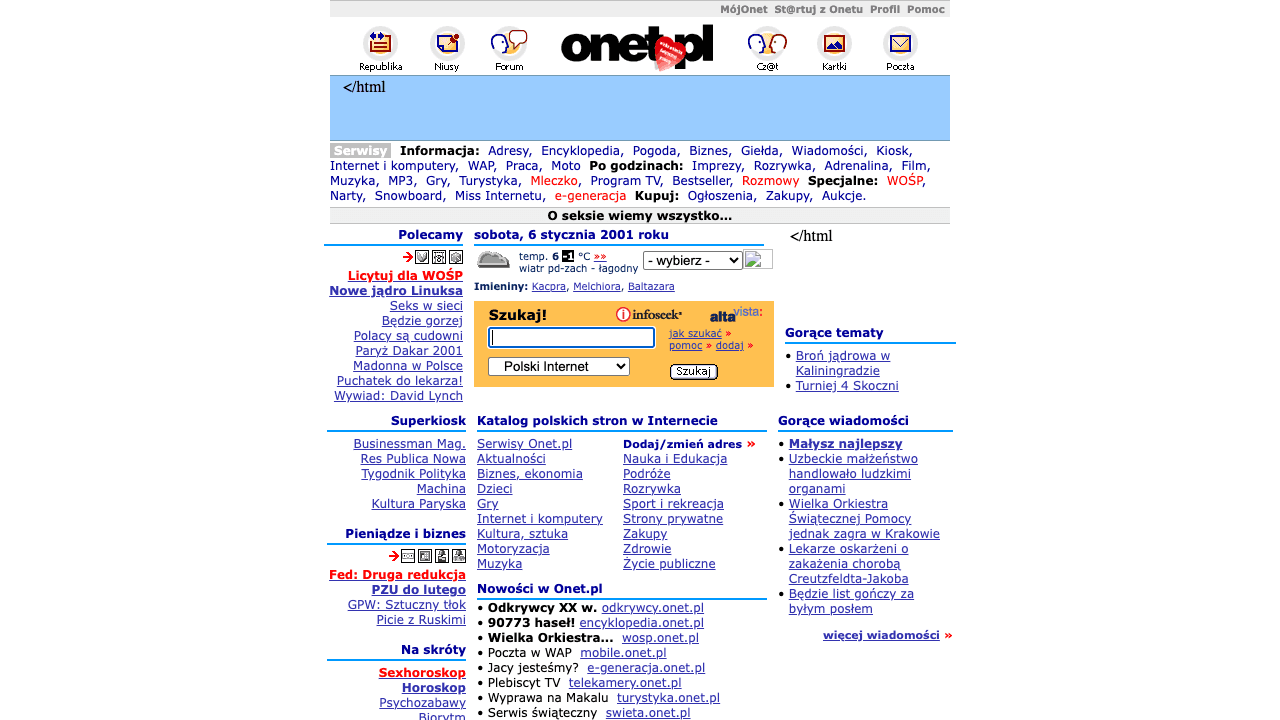 Zrzut ekranu: Onet (2001)